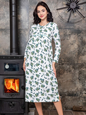 Купить Байковая ночная сорочка с длинным рукавом SABRINA U-22065 в Украина в Lingerie.ua - Одяг для дому та відпочинку, Фото 1