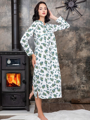 Купить Байковая ночная сорочка с длинным рукавом SABRINA U-22065 в Украина в Lingerie.ua - Одяг для дому та відпочинку, Фото 2