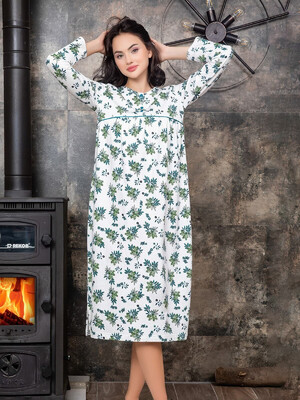 Купить Байковая ночная сорочка с длинным рукавом SABRINA U-22065 в Украина в Lingerie.ua - Одяг для дому та відпочинку, Фото 3