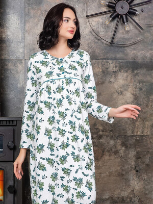 Купить Байковая ночная сорочка с длинным рукавом SABRINA U-22065 в Украина в Lingerie.ua - Одяг для дому та відпочинку, Фото 4