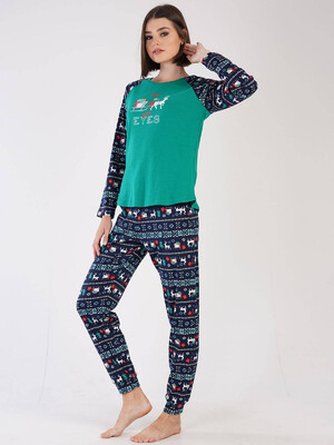 Купить Хлопковая пижама с новогодним принтом VIENETTA 3041295227 в Украина в Lingerie.ua - Одяг для дому та відпочинку, Видео