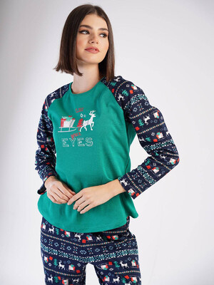 Купить Хлопковая пижама с новогодним принтом VIENETTA 3041295227 в Украина в Lingerie.ua - Одяг для дому та відпочинку, Фото 2