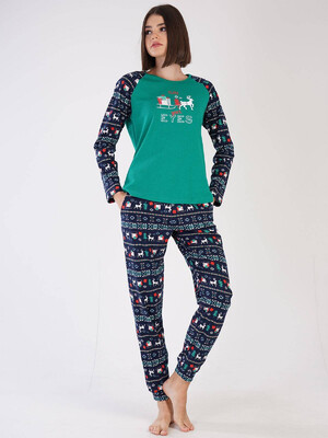 Купить Хлопковая пижама с новогодним принтом VIENETTA 3041295227 в Украина в Lingerie.ua - Одяг для дому та відпочинку, Фото 3