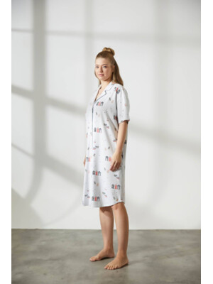 Хлопковый халат на пуговицах с коротким рукавом HAYS 36141