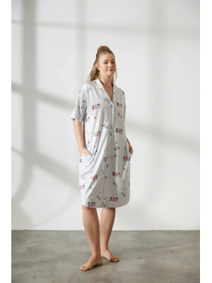 Купить Хлопковый халат на пуговицах с коротким рукавом HAYS 36141 в Украина в Lingerie.ua - Одяг для дому та відпочинку, Фото 2