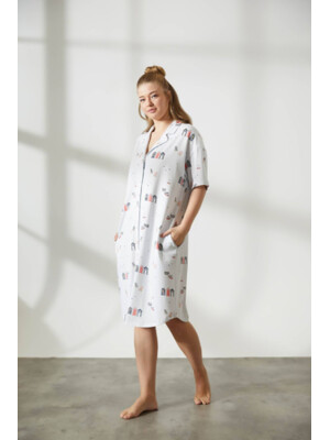 Купить Хлопковый халат на пуговицах с коротким рукавом HAYS 36141 в Украина в Lingerie.ua - Одяг для дому та відпочинку, Фото 3