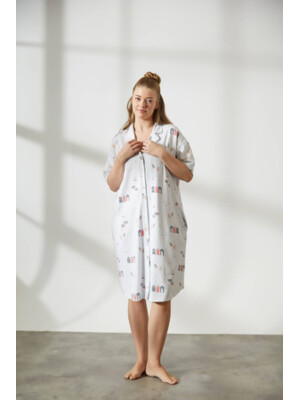 Купить Хлопковый халат на пуговицах с коротким рукавом HAYS 36141 в Украина в Lingerie.ua - Одяг для дому та відпочинку, Фото 4