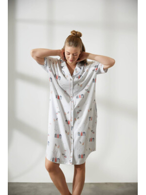 Купить Хлопковый халат на пуговицах с коротким рукавом HAYS 36141 в Украина в Lingerie.ua - Одяг для дому та відпочинку, Фото 6