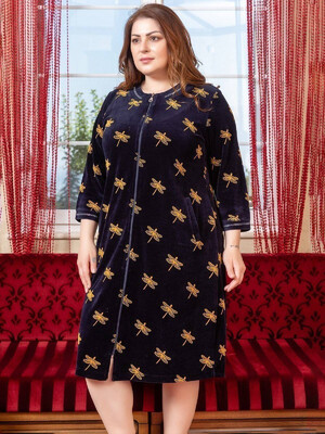 Купить Велюровий халат великого розміру на блискавці COCOON O22-1380 в Украина в Lingerie.ua - Одяг для дому та відпочинку, Фото 5