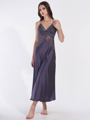 Купить Шелковый длинный пеньюар с кружевом VIENETTA 1612031159 в Украина в Lingerie.ua - Одяг для дому та відпочинку, Фото 5