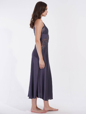 Купить Шелковый длинный пеньюар с кружевом VIENETTA 1612031159 в Украина в Lingerie.ua - Одяг для дому та відпочинку, Фото 3