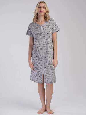 Купить Хлопковый халат на молнии с коротким рукавом VIENETTA 3111704801 в Украина в Lingerie.ua - Одяг для дому та відпочинку, Видео