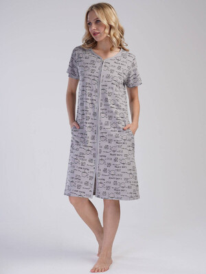 Купить Хлопковый халат на молнии с коротким рукавом VIENETTA 3111704801 в Украина в Lingerie.ua - Одяг для дому та відпочинку, Фото 4