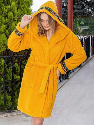 Купить Теплый короткий халат с капюшоном COCOON O06-5049 в Украина в Lingerie.ua - Одяг для дому та відпочинку, Фото 2