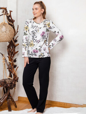 Домашний байковый комплект с длинным рукавом SABRINA U42167