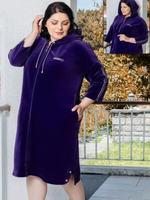 Купить Велюровый халат большого размера на молнии COCOON U22-1112 в Украина в Lingerie.ua - Одяг для дому та відпочинку, Фото 1