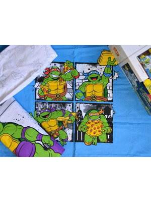 Купить Односпальный комплект постельного белья TAC Disney NINJA TURTLES с простыней на резинке в Украина в Lingerie.ua - Одяг для дому та відпочинку, Фото 2