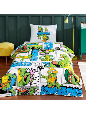 Купить Односпальный комплект постельного белья TAC Disney NINJA TURTLES с простыней на резинке в Украина в Lingerie.ua - Одяг для дому та відпочинку, Фото 3
