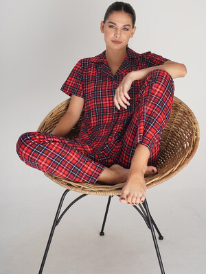 Купить Хлопковая женская классическая пижама с коротким рукавом VIENETTA 4070273029 в Украина в Lingerie.ua - Одяг для дому та відпочинку, Фото 8