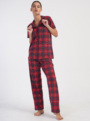 Купить Хлопковая женская классическая пижама с коротким рукавом VIENETTA 4070273029 в Украина в Lingerie.ua - Одяг для дому та відпочинку, Фото 6