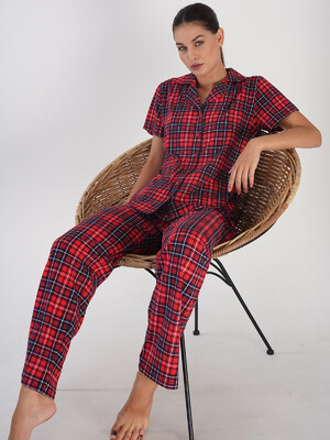 Купить Хлопковая женская классическая пижама с коротким рукавом VIENETTA 4070273029 в Украина в Lingerie.ua - Одяг для дому та відпочинку, Фото 5