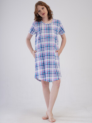 Купить Хлопковая туника большого размера с коротким рукавом VIENETTA 4091520850 в Украина в Lingerie.ua - Одяг для дому та відпочинку, Фото 5