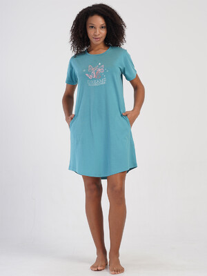 Купить Хлопковая домашняя туника с коротким рукавом VIENETTA 4070660000 в Украина в Lingerie.ua - Одяг для дому та відпочинку, Видео