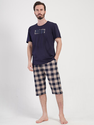 Купить Хлопковый комплект с капри в клетку VIENETTA MAN 4081240147 в Украина в Lingerie.ua - Одяг для дому та відпочинку, Видео