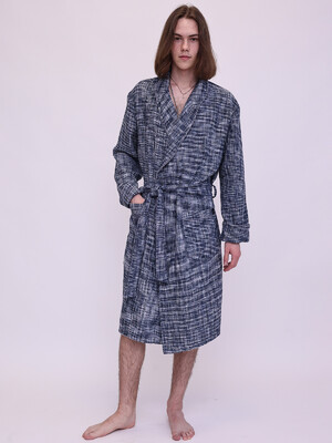 Мужской вафельный халат на запах LNGR 170757 Ekke