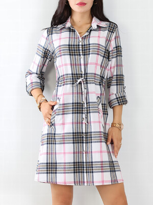 Купить Халат в клетку на пуговицах с длинным рукавом JEN 03405 в Украина