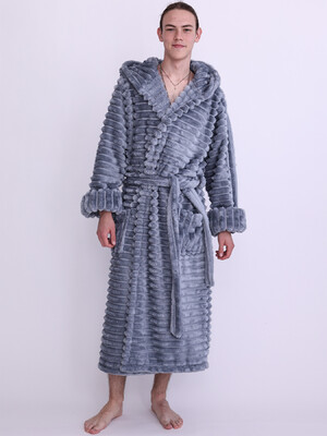 Купить Плюшевый теплый мужской халат с капюшоном LNGR 170805 Шарпей в Украина в Lingerie.ua - Одяг для дому та відпочинку, Фото 6