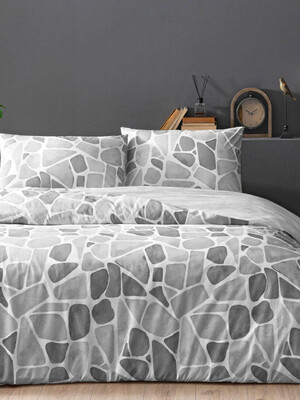 Купить Полуторний комплект постільної білизни з ранфорсу з простирадлом на гумці TAC Alvy в Украина