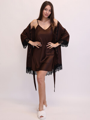 Купить Шёлковый халат женский с кружевом LINGERIE 170846-1 в Украина в Lingerie.ua - Одяг для дому та відпочинку, Фото 9