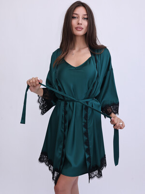 Купить Шовковий халат жіночий з мереживом LINGERIE 170846-1 в Украина в Lingerie.ua - Одяг для дому та відпочинку, Фото 3