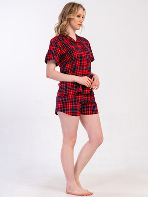 Купить Жіноча класична бавовняна піжама (сорочка + шорти) VIENETTA 5010343029 в Украина в Lingerie.ua - Одяг для дому та відпочинку, Фото 2