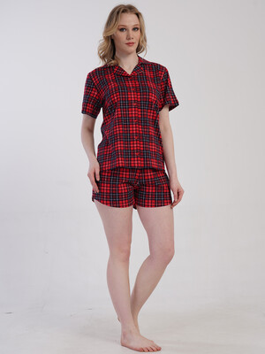 Купить Жіноча класична бавовняна піжама (сорочка + шорти) VIENETTA 5010343029 в Украина в Lingerie.ua - Одяг для дому та відпочинку, Фото 3