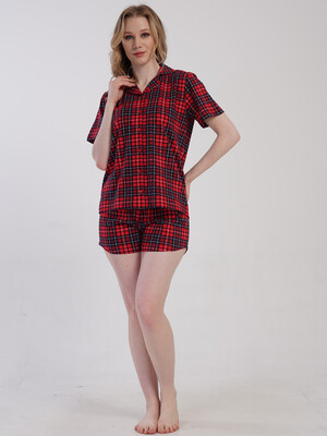 Купить Жіноча класична бавовняна піжама (сорочка + шорти) VIENETTA 5010343029 в Украина в Lingerie.ua - Одяг для дому та відпочинку, Фото 4