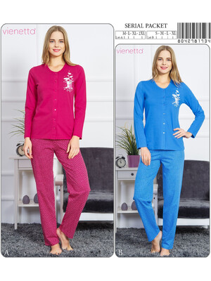 Хлопковая женская пижама с длинным рукавом VIENETTA 8042781734