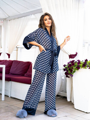 Шифоновый комплект из халата кимоно и брюк LINGERIE 170564