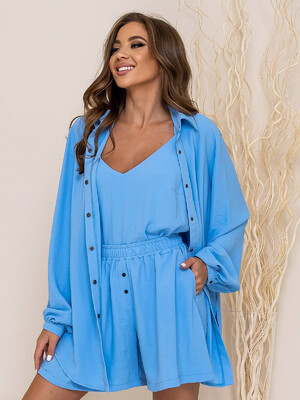 Шелковый костюм тройка  с шортами LINGERIE 170588