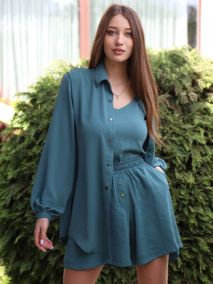 Купить Шелковый костюм тройка  с шортами LINGERIE 170588 в Украина в Lingerie.ua - Одяг для дому та відпочинку, Фото 15