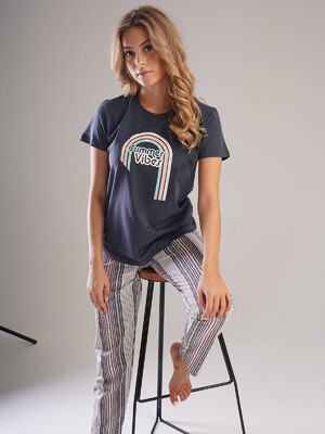 Купить Хлопковая пижама с брюками в полоску VIENETTA 2121180782 в Украина в Lingerie.ua - Одяг для дому та відпочинку, Фото 6