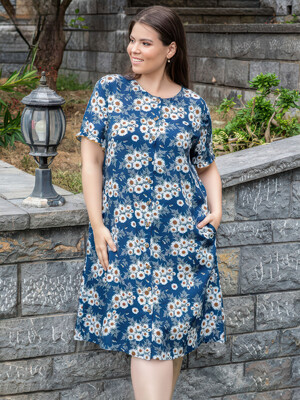 Штапельный халат большого размера на пуговицах COCOON J4-4050