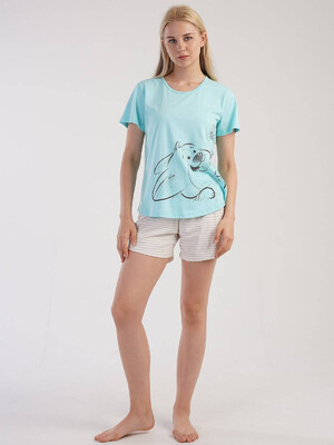 Купить Хлопковая пижама с шортами VIENETTA 3032390000 в Украина в Lingerie.ua - Одяг для дому та відпочинку, Видео