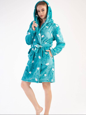 Купить Теплий плюшевий жіночий халат з капюшоном VIENETTA 3030920257 в Украина