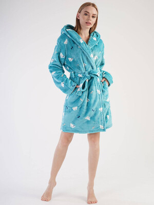 Купить Теплый плюшевый женский халат с капюшоном VIENETTA 3030920257 в Украина в Lingerie.ua - Одяг для дому та відпочинку, Фото 2