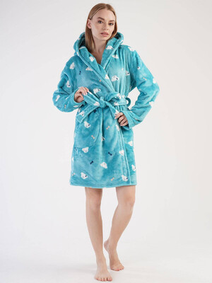 Купить Теплый плюшевый женский халат с капюшоном VIENETTA 3030920257 в Украина в Lingerie.ua - Одяг для дому та відпочинку, Фото 3