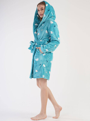 Купить Теплый плюшевый женский халат с капюшоном VIENETTA 3030920257 в Украина в Lingerie.ua - Одяг для дому та відпочинку, Фото 4