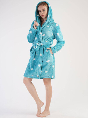 Купить Теплый плюшевый женский халат с капюшоном VIENETTA 3030920257 в Украина в Lingerie.ua - Одяг для дому та відпочинку, Фото 5