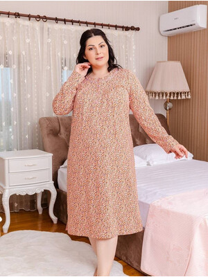 Купить Байковая ночная сорочка большого размера SABRINA U11452 в Украина в Lingerie.ua - Одяг для дому та відпочинку, Фото 1